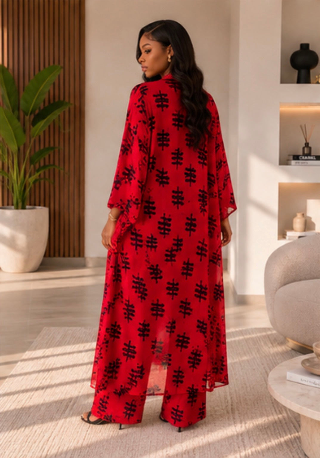 Ensemble Amara – Cape, Pantalon & Crop Top