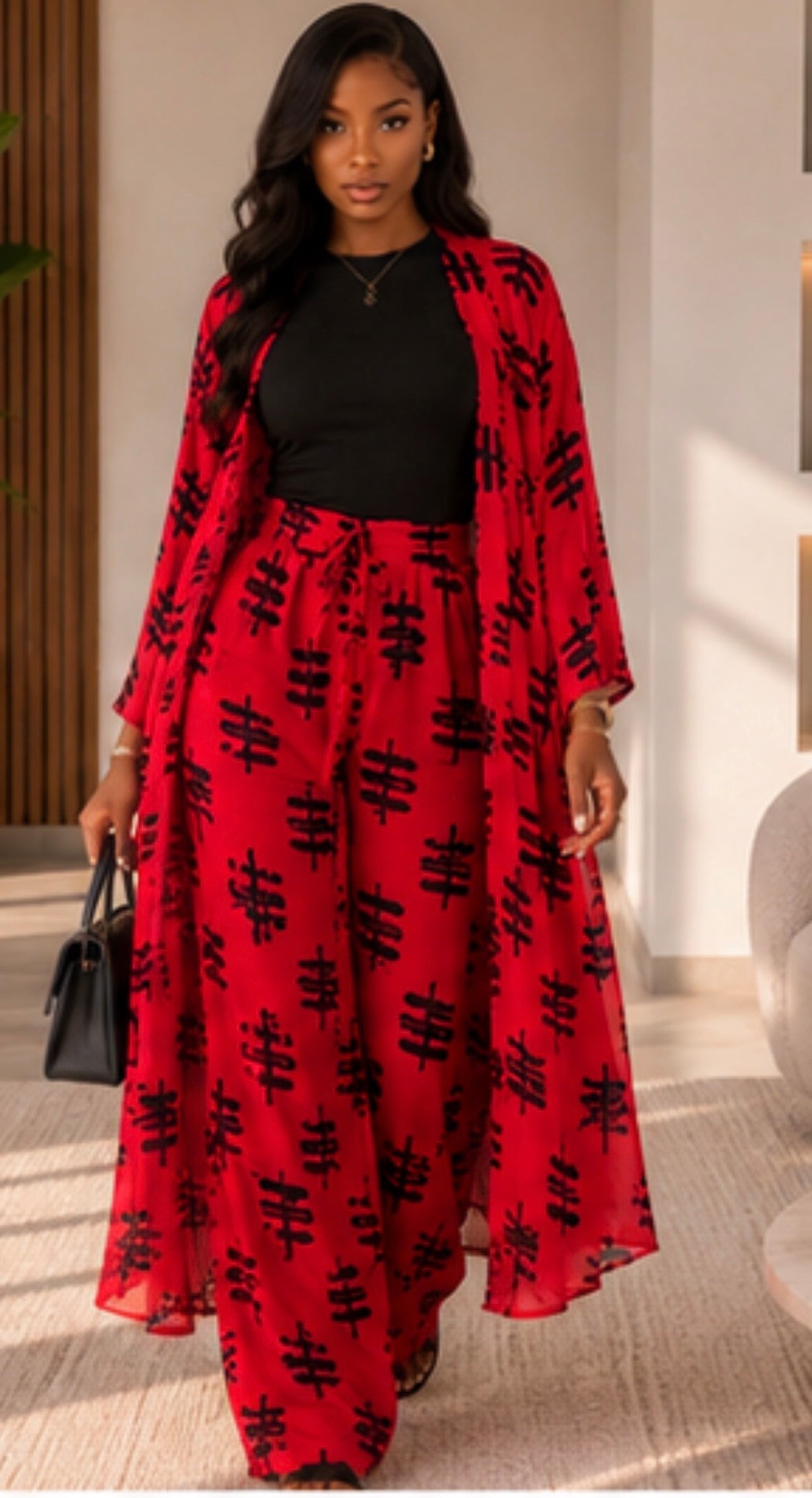 Ensemble Amara – Cape, Pantalon & Crop Top